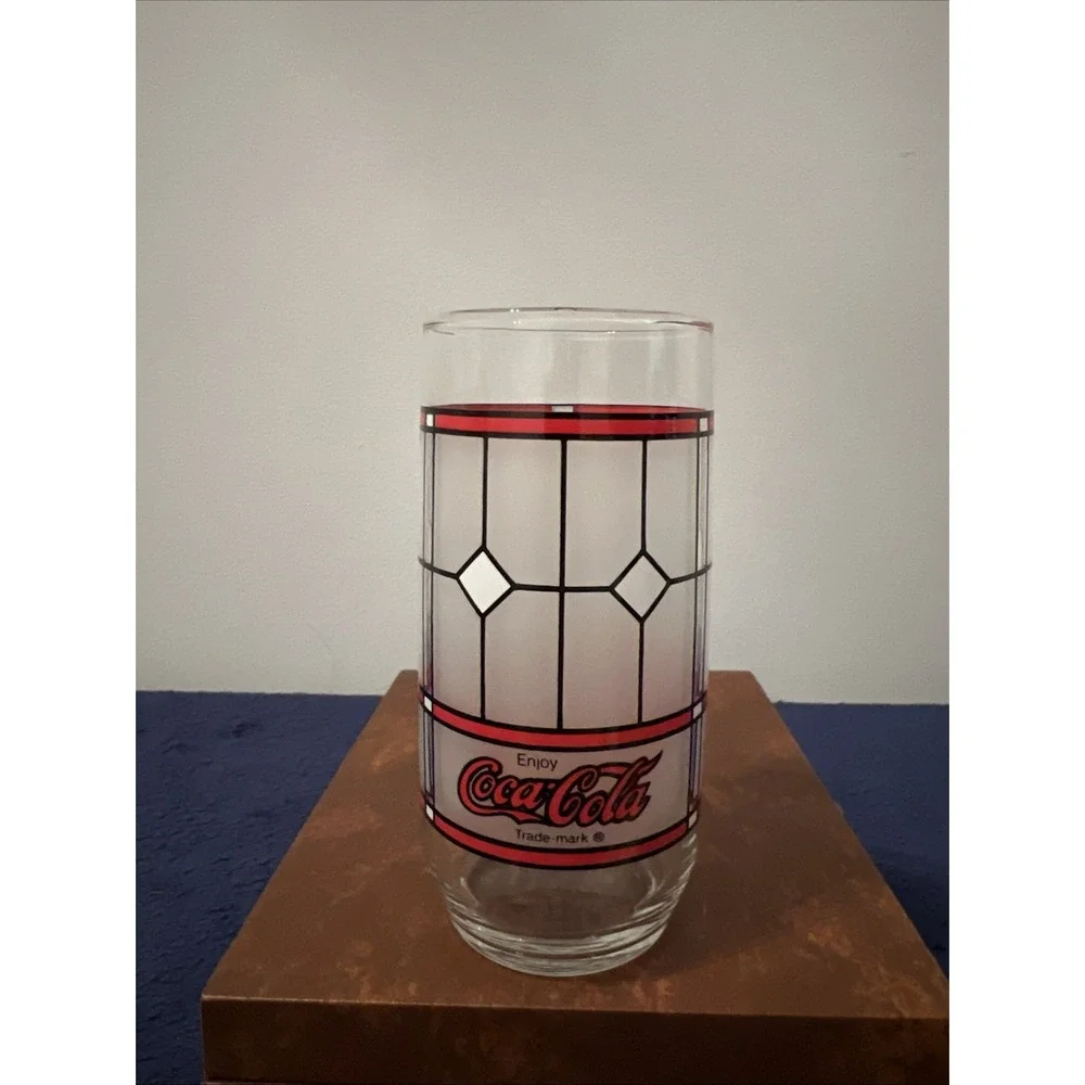 VINTAGE COCA COLA‎ GLASS FROST TIFFANY STYLE WINDOW PANE STAINED 6